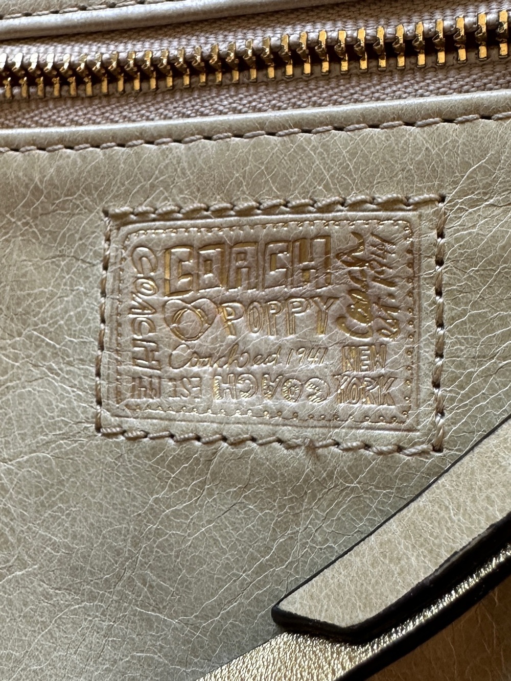 Coach Poppy Beige Leather Crossbody Bag - Picture 2 of 5
